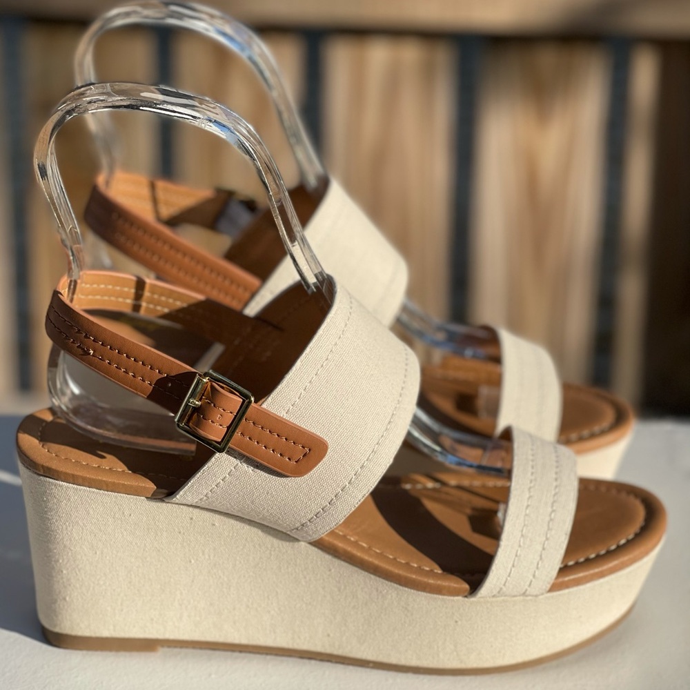 Last 9!  CALEB-42 Black Ankle Strap Slingback Chunky Platform Cork Heel Sandal - Picture 10 of 10